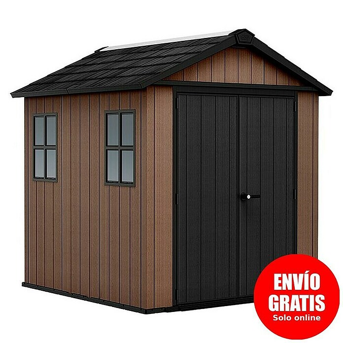 Keter Caseta de jardín Newton Plus 759-975 (Medidas ext. (An x Pr): 287 x 230 cm, Plástico, Marrón/Negro, 5,25 m²) | BAUHAUS