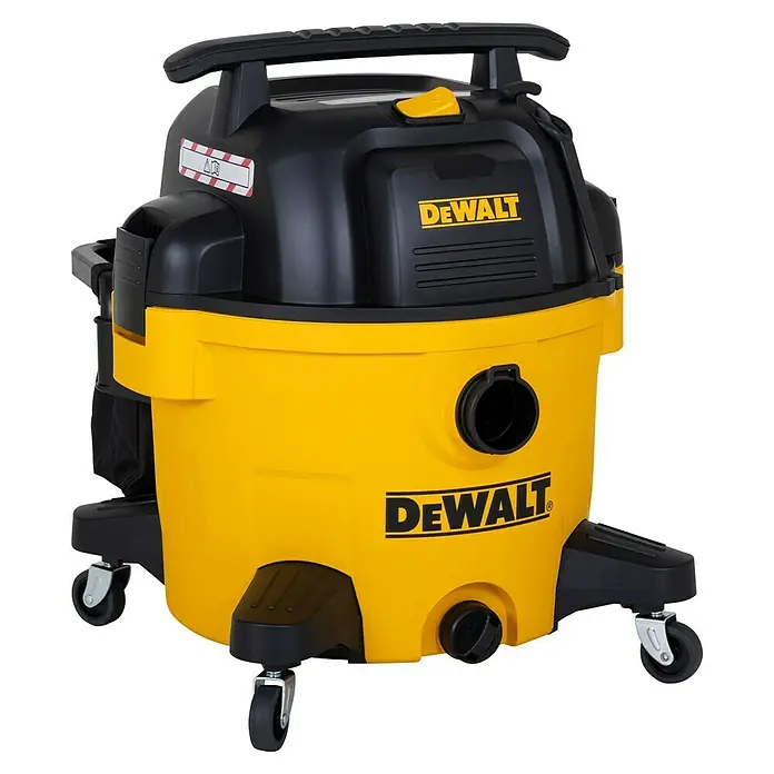 DeWalt Elektro-Nass- & Trockensauger DXV34P-QT - 960 W, Behältervolumen: 34 l, Filterreinigung: Vollautomatisch - Der gelb-schwarze DeWalt DXV38S Nass-Trockensauger mit Rollen bietet eine praktische Lösung für Reinigungsarbeiten.