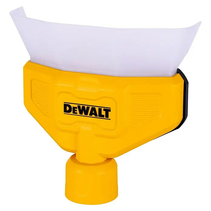 DeWalt Staubfänger DXVA00-1500E - 1 Stk. - Das Bild zeigt einen gelben DeWALT Glätter mit weißem Blatt, ein Werkzeug zum Auftragen von Putz oder Spachtelmasse.