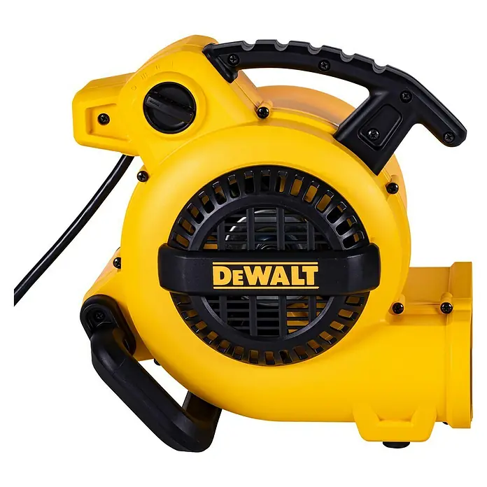 DeWalt Lüfter DXAM2250 - 130 W, Max. Luftleistung: 236 l/s - Gelber Dewalt-Gebläse mit schwarzem Griff und Lüftergitter für den professionellen Einsatz.