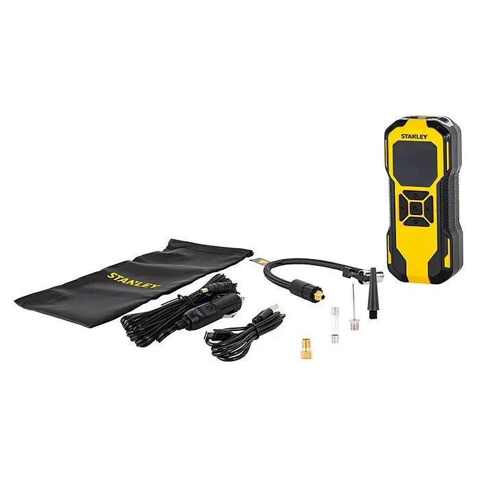 DeWalt Akku-Luftpumpe SXIF0101 - 11,1 V, 10 bar, Füllleistung: 14,2 l/min - Stanley Akku-Luftkompressor mit Zubehör. Tragbarer, gelb-schwarzer Kompressor, ideal für unterwegs und zum Aufpumpen von Reifen.