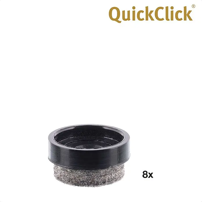 Wagner System Möbelgleiter-Set Ultrasoft Slim - Durchmesser: 17 mm, Rund, 8 Stk. - Produktabbildung: QuickClick Möbelgleiter mit Filzgleitfläche, 8 Stück für den Schutz von Böden vor Kratzern und Beschädigungen.