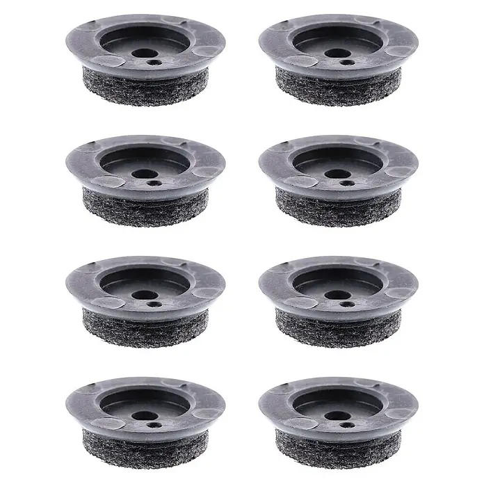 Wagner System Möbelgleiter-Set Ultrasoft Slim - Durchmesser: 25 mm, Rund, 8 Stk. - Acht graue Möbelgleiter mit Filzunterlage, ordentlich in einem Raster angeordnet, sorgen für Schutz und leichte Bewegung Ihrer Möbel.