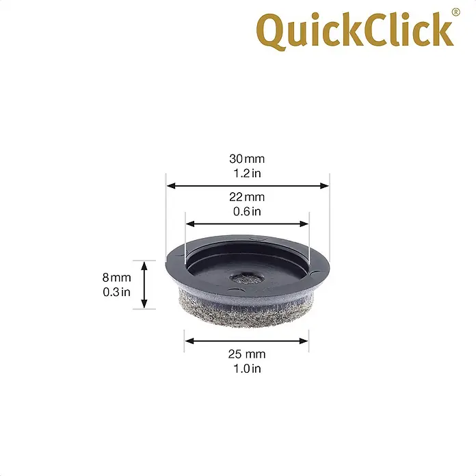 Wagner System Möbelgleiter-Set Ultrasoft Slim - Durchmesser: 30 mm, Rund, 8 Stk. - QuickClick Möbelgleiter mit Maßen von 30mm, 22mm, 8mm und 25mm, ideal zum Schutz von Böden und Möbeln vor Kratzern und Abnutzung.