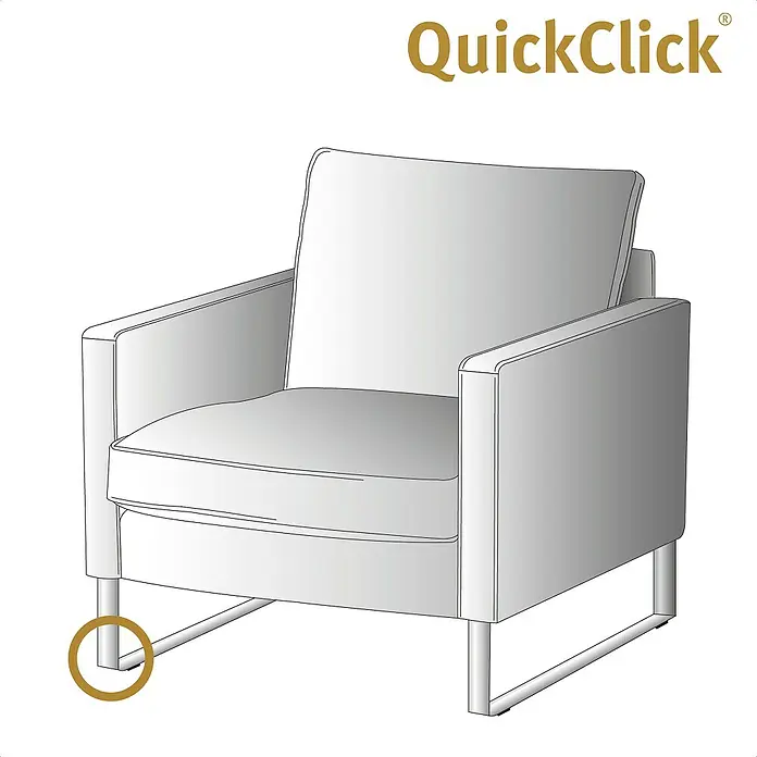 Wagner System Möbelgleiter-Set - L x B x H: 32 x 18 x 18 mm, Grau, 4 Stk. - Abbildung eines QuickClick Sessels in modernem Design, ideal für stilvolle Wohnräume. Der Sessel bietet Komfort und ein zeitloses Erscheinungsbild.