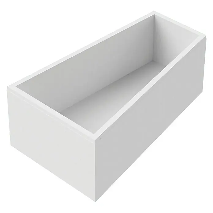 Ottofond Badewannenträger Cebu 2 B - Passend für: Badewanne Cebu 2B 175 x 135/70 x 50 cm - Nahaufnahme einer leeren, weißen rechteckigen Aufbewahrungsbox. Ideal für Ordnung und stilvolle Aufbewahrung im ganzen Haus.
