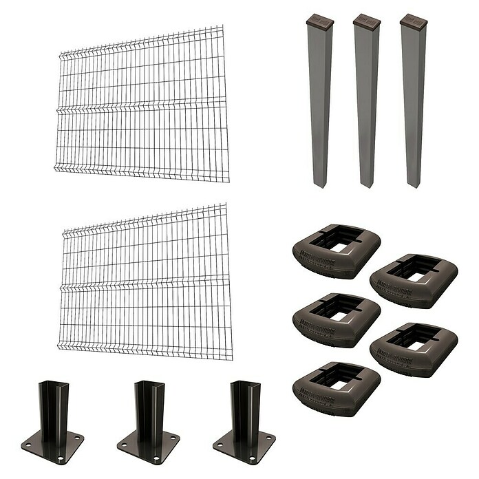 Panel de malla Eco Plus en kit (2 x 1,5 m, Gris, 13 pzs.) | BAUHAUS