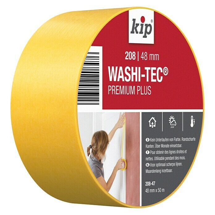 Kip Fineline-Tape Washi-Tec Universal 208 (Selbstklebend, 50 m x 48 mm x 0,09 mm, Temperaturbeständigkeit: Bis 120 °C)