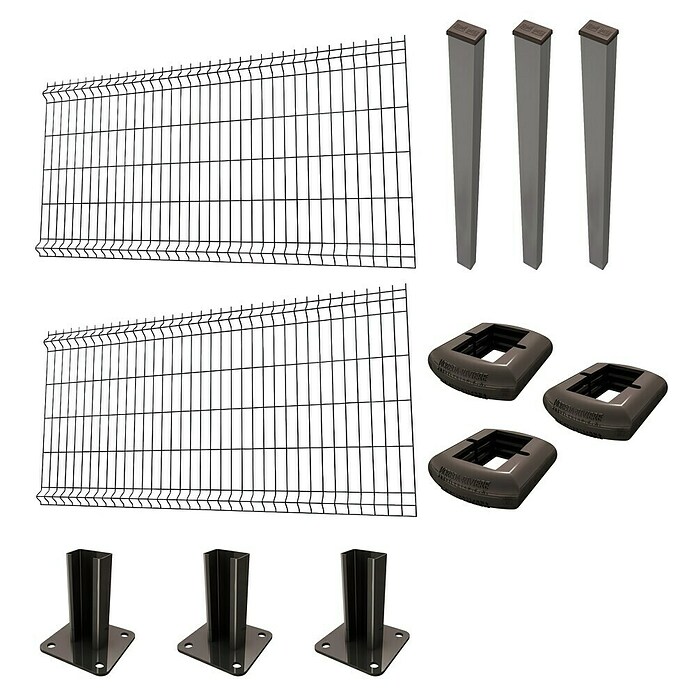 Panel de malla Eco Plus en kit (2 x 1 m, Gris, 11 pzs.) | BAUHAUS