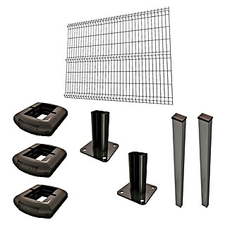 Panel de malla Eco Plus en kit (2 x 1,5 m, Gris, 8 pzs.)