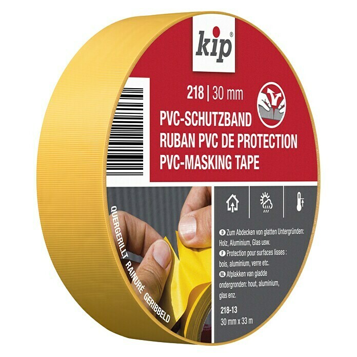 Kip PVC-Schutzband 218 (Selbstklebend, 33 m x 30 mm, Stärke: 0,16 mm, Temperaturbeständigkeit: Bis 60 °C)