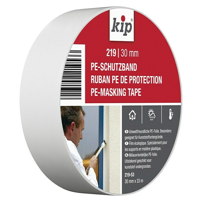 Kip PE-Schutzband (Selbstklebend, 33 m x 30 mm, Stärke: 0,09 mm, Polyethylen, Temperaturbeständigkeit: Bis +40 °C)
