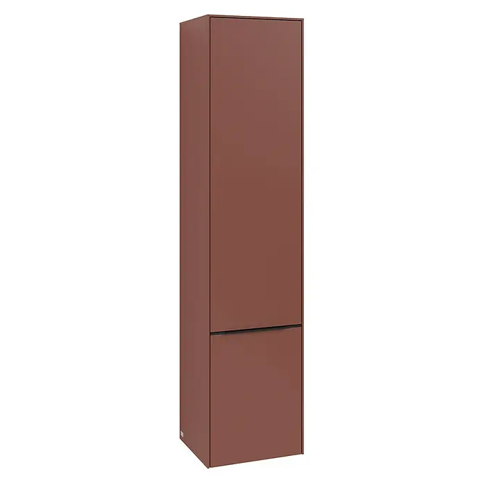 Villeroy & Boch Subway 3.0 Hochschrank - B x T x H: 40 x 36,2 x 171 cm, 2x Tür, Wine Red, Farbe Griff: Volcano black, DIN Anschlag: Links - Elegantes braunes Küchenelement für moderne Küchen. Der Schrank überzeugt mit schlichtem Design und hoher Funktionalität.