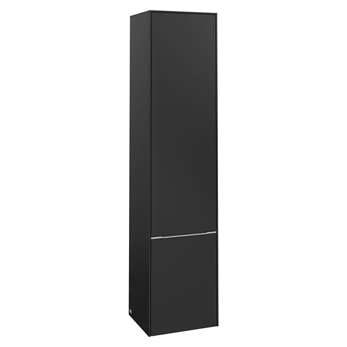 Villeroy & Boch Subway 3.0 Hochschrank - B x T x H: 40 x 36,2 x 171 cm, 2x Tür, Volcano Black, Farbe Griff: Aluminium glänzend, DIN Anschlag: Rechts - Elegantes schwarzes Kühlgerät im schlanken Design. Das Gerät verfügt über eine horizontale Griffleiste und eine moderne Optik.