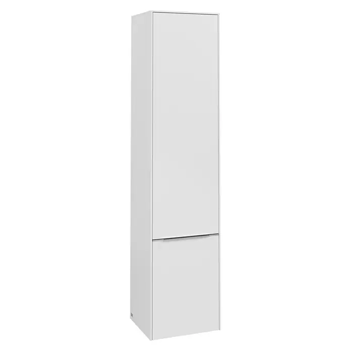 Villeroy & Boch Subway 3.0 Hochschrank - B x T x H: 40 x 36,2 x 171 cm, 2x Tür, Pure White, Farbe Griff: Aluminium glänzend, DIN Anschlag: Rechts - Weißer Hochschrank mit zwei Fächern. Der moderne Schrank ist ideal für Bad oder Küche und bietet viel Stauraum.