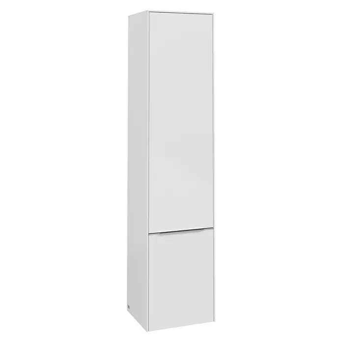 Villeroy & Boch Subway 3.0 Hochschrank - B x T x H: 40 x 36,2 x 171 cm, 2x Tür, Brilliant White, Farbe Griff: Aluminium glänzend, DIN Anschlag: Rechts - Ein moderner, weißer Badezimmerschrank mit zwei Fächern bietet stilvollen Stauraum. Ideal für jedes moderne Badezimmer mit seiner schlichten Eleganz.