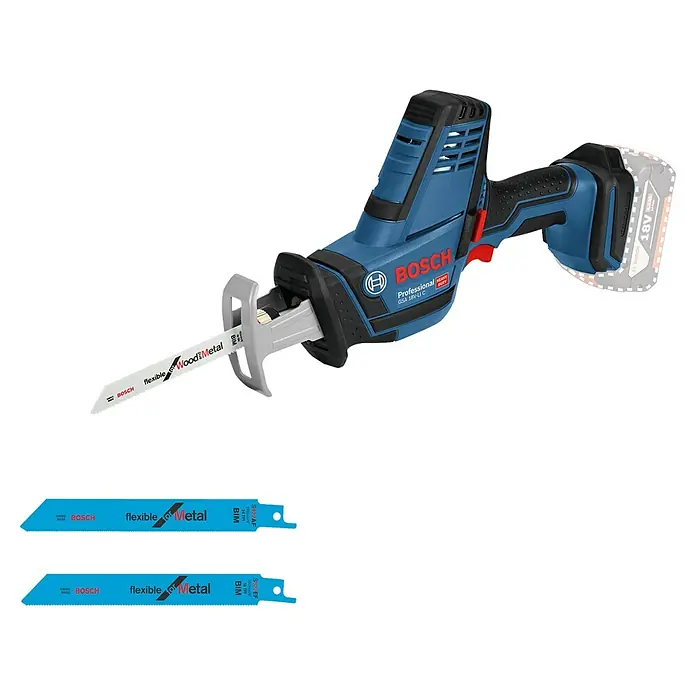 Bosch Professional AMPShare 18V Akku-Säbelsäge GSA 18 V-LI C L-Boxx18 V, Ohne Akku, 0 /min - 3.050 /min, Koffer - Akkusäbelsäge von Bosch Professional mit flexiblem Sägeblatt für Holz und Metall sowie zwei zusätzlichen Sägeblättern.