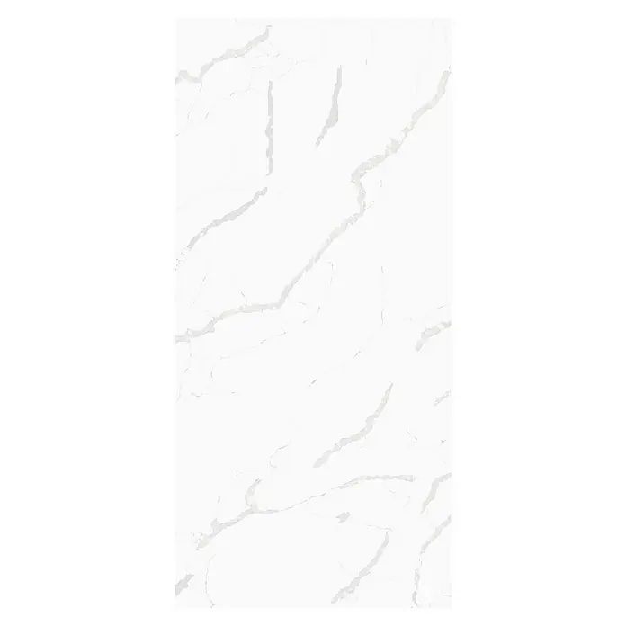 LOGOCLIC Wandpaneel Designwall - Statuario Bianco, 265 x 123 cm - Elegante Marmorfliese mit sanften, grauen Adern. Perfekt für stilvolle Innenräume, die eine luxuriöse Note suchen. Hochwertige Optik für jeden Raum.