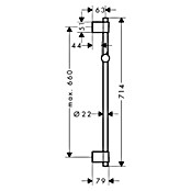 Hansgrohe Barra de ducha Unica Varia (Altura: 71,4 cm, Cromo) | BAUHAUS