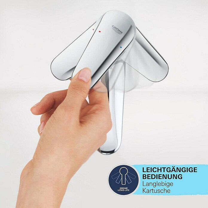 Grohe QuickFix Start Edge Waschtischarmatur S-Size (Ausladung: 93 mm, Chrom, Glänzend) | BAUHAUS