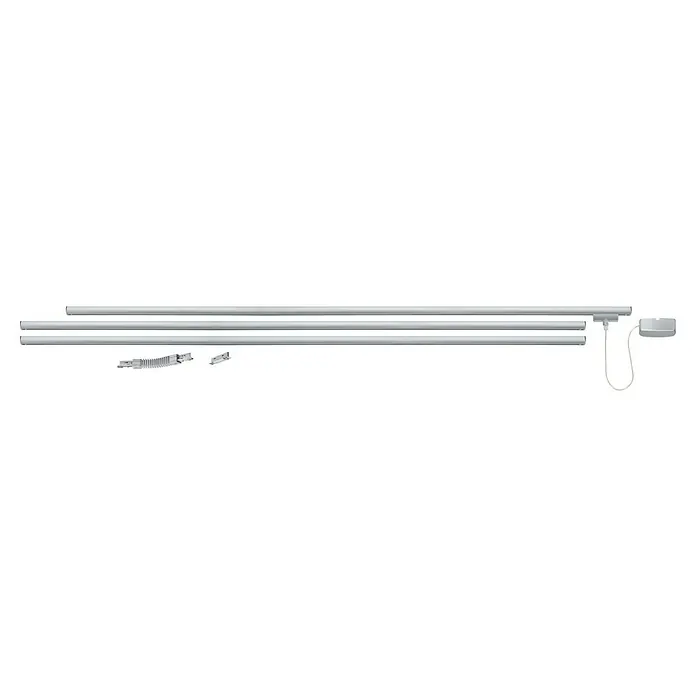 Paulmann URail Set básico - 3,1 m, Metal, Potencia máx.: 1.000 W - Una imagen detallada de rieles para cortinas y accesorios, perfecta para planificar la decoración de tus ventanas con productos de alta calidad.