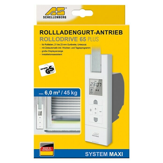 Schellenberg Rollladen-Gurtwickler Rollo Drive 65 Plus (Zugkraft: 45 kg, Gurtbreite: 23 mm, Unterputz)