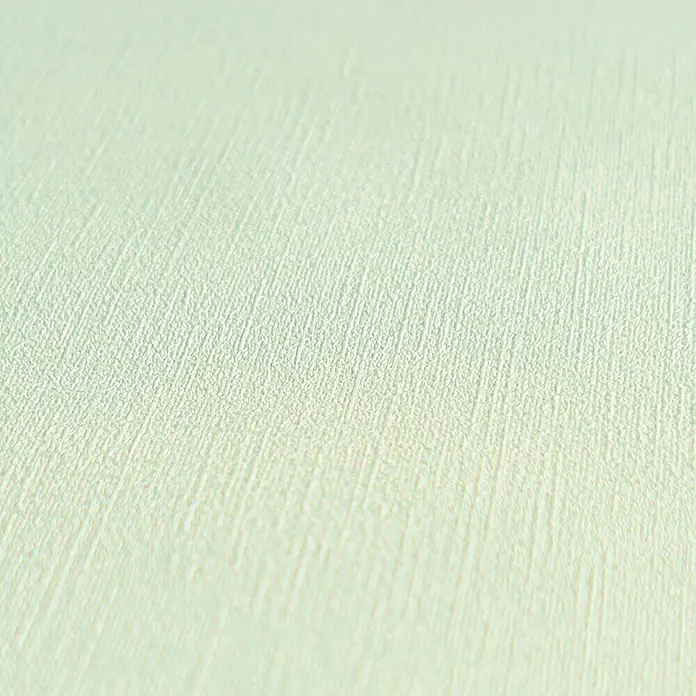 A.S. Création Aquarell Dreams Vliestapete - Hellgrün, Uni, 10,05 x 0,53 m - Nahaufnahme einer hellgrünen strukturierten Oberfläche, die eine subtile Leinwandähnliche Textur zeigt, perfekt für Hintergründe.