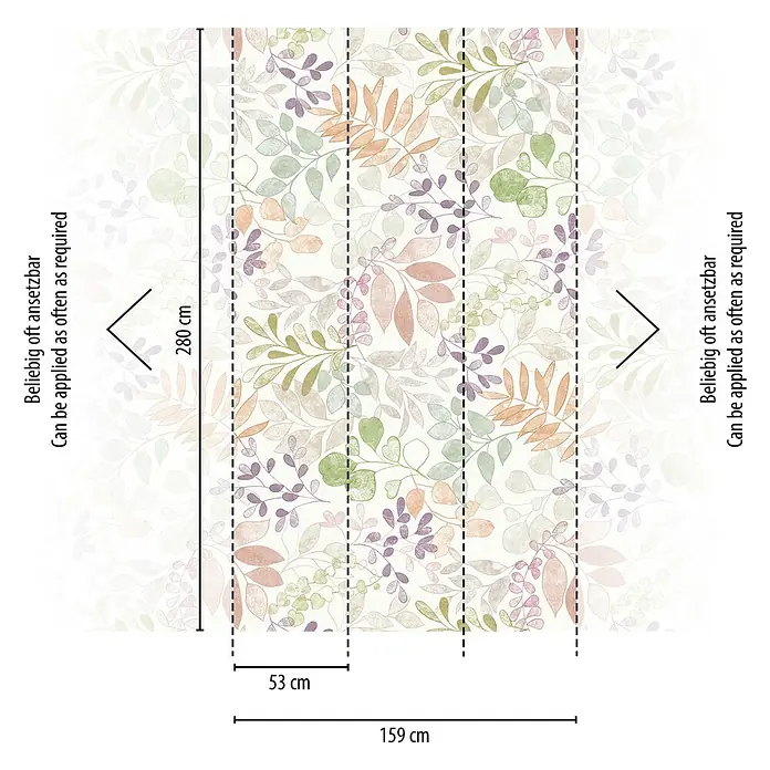 A.S. Création Aquarell Dreams Fototapete Blätterdesign - B x H: 159 x 280 cm, Vlies, Creme-Grün - Wandtapete mit floralem Muster. Das Design zeigt Blätter und Zweige in sanften Farben, ideal für eine ruhige Raumatmosphäre.