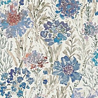 A.S. Création Aquarell Dreams Vliestapete (Blau-Weiß, Floral, 10,05 x 0,53 m)