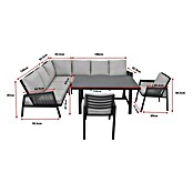 Sunfun Conjunto de muebles Moira (4 pzs., Aluminio/Cuerda sintética, Antracita) | BAUHAUS