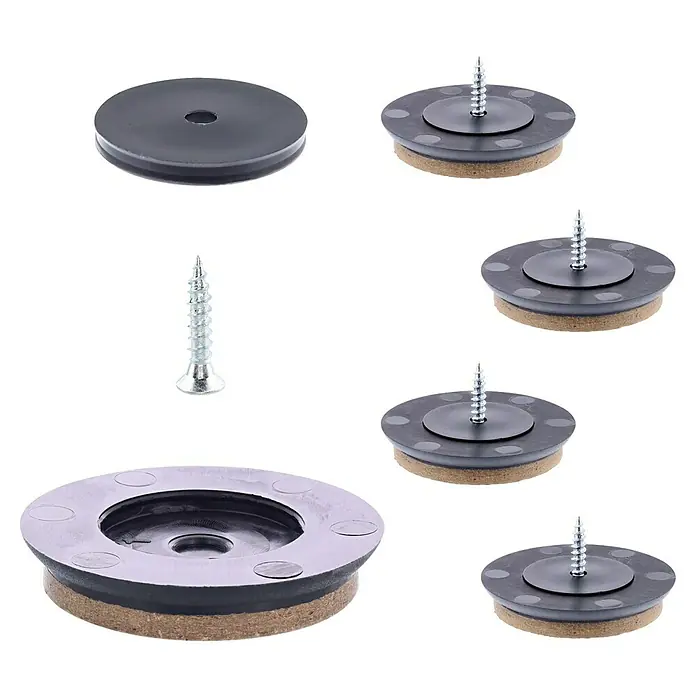 Wagner System Möbelgleiter-Set - Durchmesser: 40 mm, Rund, Schwarz, 4 Stk. - Möbelgleiter mit Filz und Schraube. Diese Gleiter schützen Böden und ermöglichen einfaches Verschieben von Möbeln.
