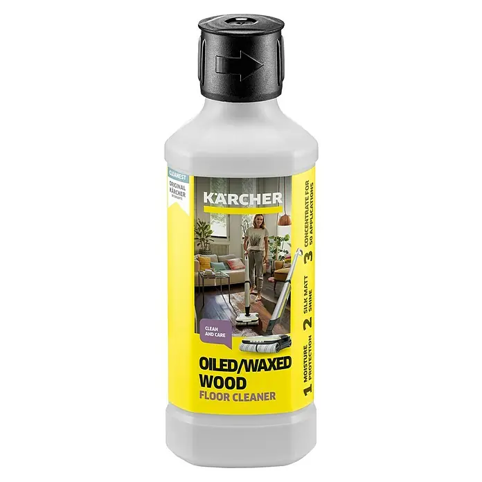 Kärcher Bodenpflege RM 535 - 500 ml, Geeignet für: Geölte Holzböden - Eine Flasche Kärcher Holzbodenseife für geölte/gewachste Böden, die Feuchtigkeitsschutz, Seidenglanz und Konzentrat für 50 Anwendungen bietet.