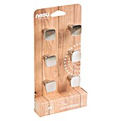 Nesu Tirador para muebles 31216 6 uds. (L x An x Al: 2,2 x 2,2 x 2,5 cm, Acero, Cepillado)