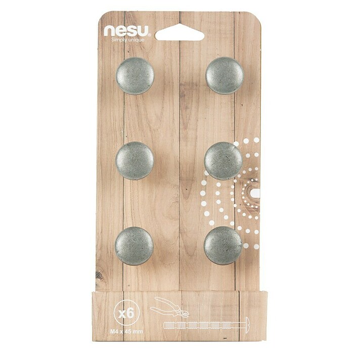 Nesu Pomo para muebles 347PT 6 uds. (Ø x Al: 25 x 22 mm, Acero, Mate antiguo)