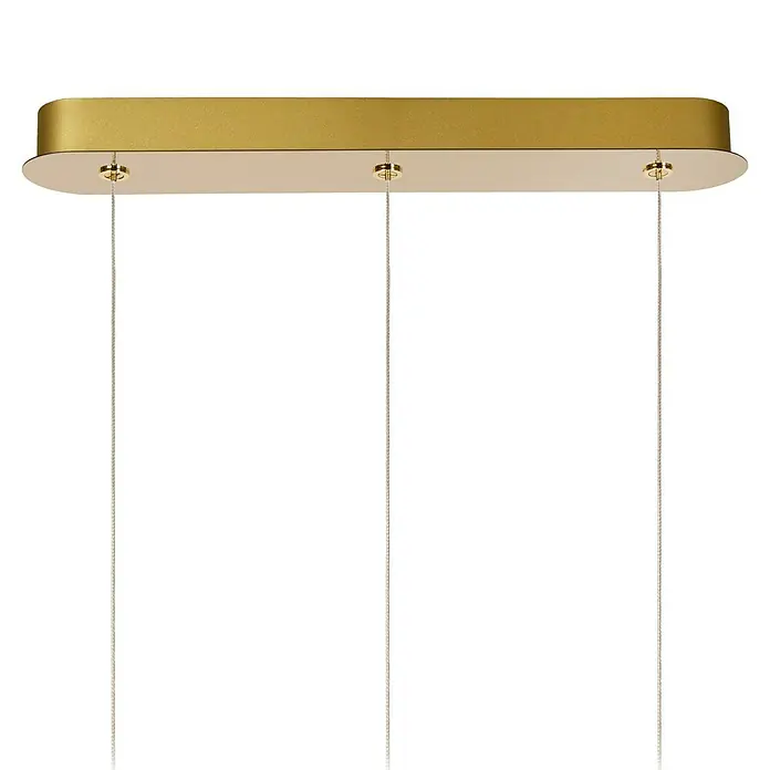 Lucide Cintra LED-Pendelleuchte rund - 4,7 W, L x B x H: 4 x 48 x 150 cm, Kristall, Anzahl Leuchtmittel: 3 Stk. - Elegante goldfarbene Hängeleuchte mit drei filigranen Aufhängungen, die ein modernes und stilvolles Ambiente schafft.