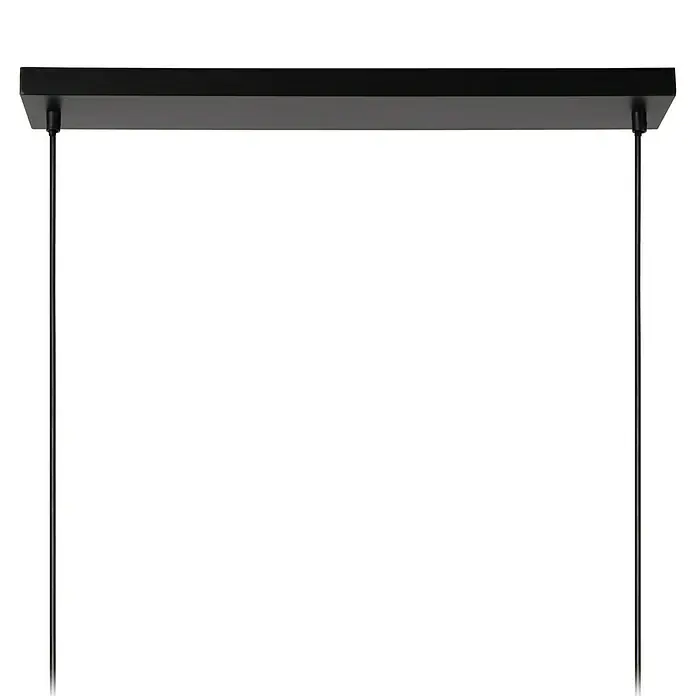 Lucide Pendelleuchte - 40 W, L x B x H: 107,8 x 28 x 9,5 cm, Schwarz, E27 - Das Bild zeigt eine moderne, schwarze Hängeleuchte mit einem rechteckigen Baldachin und zwei schlanken Aufhängungskabeln.