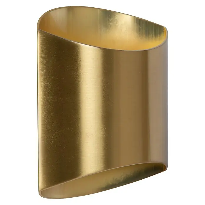 Lucide Wandleuchte Diletta - 40 W, L x B x H: 22,5 x 16 x 8,5 cm, Gold, G9 - Nahaufnahme einer stilvollen, goldfarbenen Wandleuchte. Das schlanke Design und die warme Farbgebung machen sie zu einem eleganten Akzent für jeden Raum.