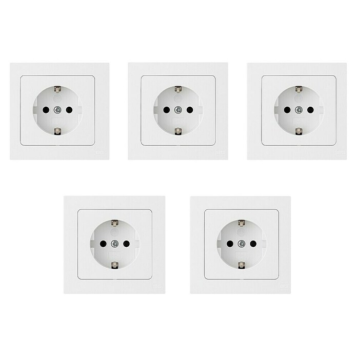 Luceco Oxford Enchufe Schuko (Blanco, 16 A, 5 ud.) | BAUHAUS