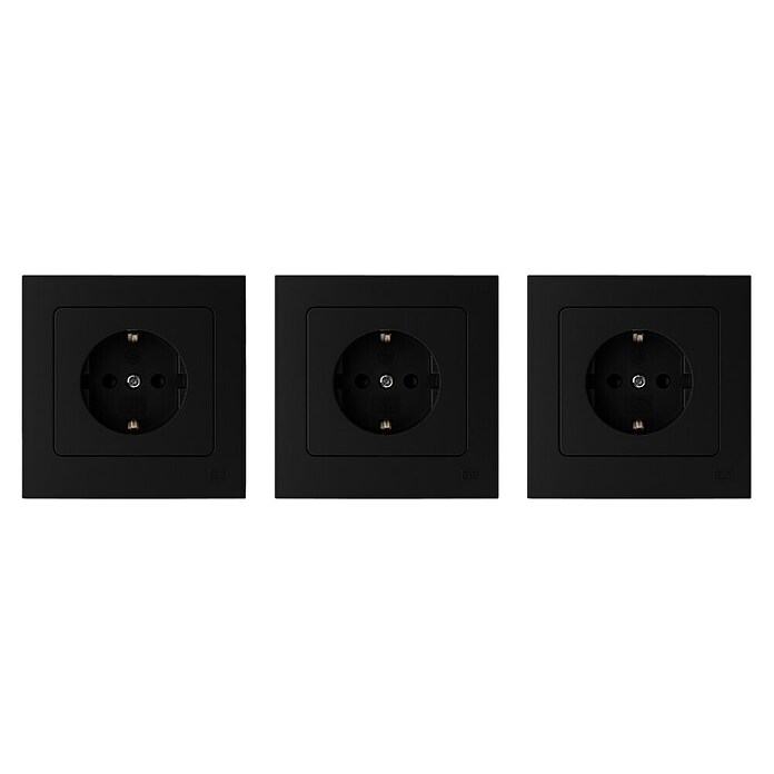Luceco Oxford Enchufe Schuko pack x3 (Negro, 16 A, 3 ud.) | BAUHAUS