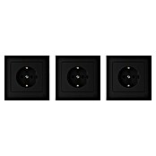 Luceco Oxford Enchufe Schuko pack x3 (Negro, 16 A, 3 ud.) | BAUHAUS