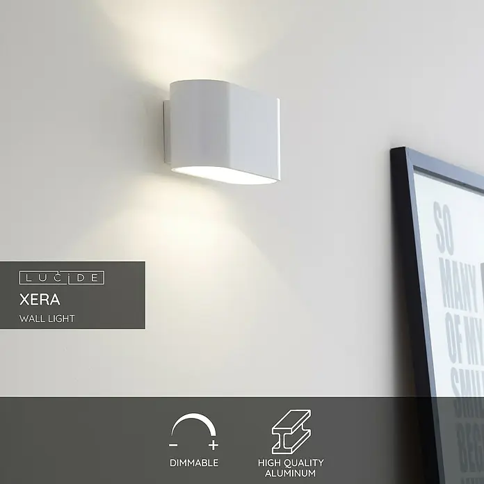 Lucide Wandleuchte Xera - 42 W, L x B x H: 17 x 9 x 9 cm, Weiß, G9 - Die moderne Lucide Xera Wandleuchte aus hochwertigem Aluminium sorgt für eine stilvolle und dimmbare Beleuchtung in jedem Raum.