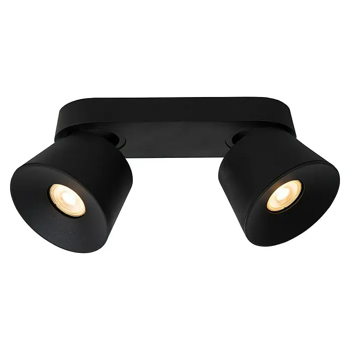 Lucide Deckenstrahler Trigono - 40 W, L x B x H: 26,5 x 11 x 11 cm, Schwarz, GU10, Anzahl Leuchtmittel: 2 Stk. - Schwarze Deckenleuchte mit zwei schwenkbaren Strahlern für flexible Beleuchtung im Raum. Modernes Design für stilvolle Akzente.