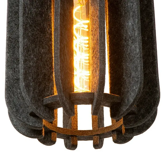 Lucide Rafal Pendelleuchte - 40 W, L x B x H: 30 x 30 x 183 cm, Grau, E27, Anzahl Leuchtmittel: 3 Stk. - Einzigartige Pendelleuchte aus grauem Filz mit einem warmen, spiralförmigen Leuchtmittel, das durch das Design hindurchscheint. Stilvolle Beleuchtung.