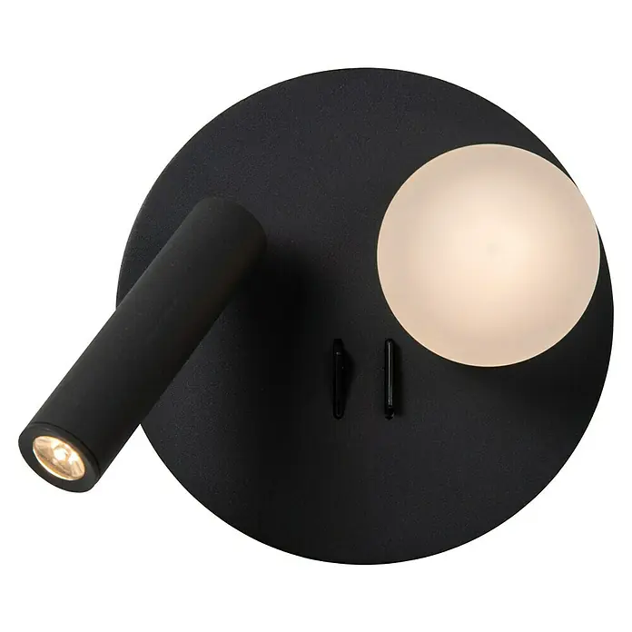 Lucide LED-Wandleuchte rund Matiz - 3,5 W, Ø x H: 16,5 x 19 cm, Schwarz, Neutralweiß - Moderne schwarze Wandleuchte mit LED-Spot und runder Lichtquelle, ideal für stilvolle Akzente im Raum.