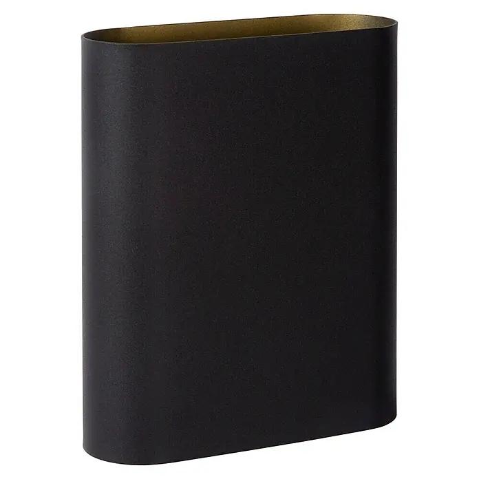 Lucide Wandleuchte Ovalis - 9 W, L x B x H: 18 x 10 x 22 cm, Schwarz/ Gold, E14 - Moderne Wandleuchte in Schwarz mit goldfarbenem Innenraum, die ein elegantes und warmes Lichtambiente schafft.