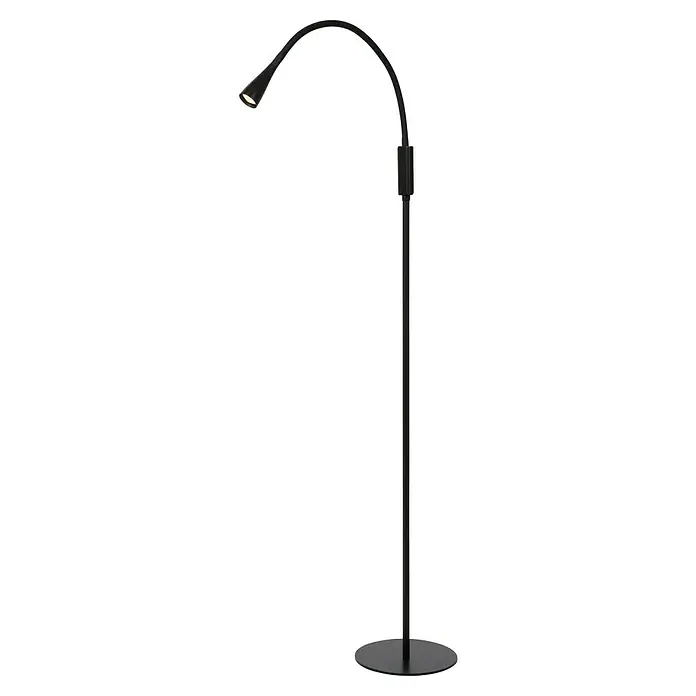 Lucide Zozy LED-Stehleuchte - 4 W, Höhe: 145 cm, Schwarz, Neutralweiß - Elegante, schwarze Stehlampe mit geschwungenem Arm und verstellbarem Licht, ideal für Wohn- und Arbeitsbereiche. Stilvolle Beleuchtung für jedes Interieur.