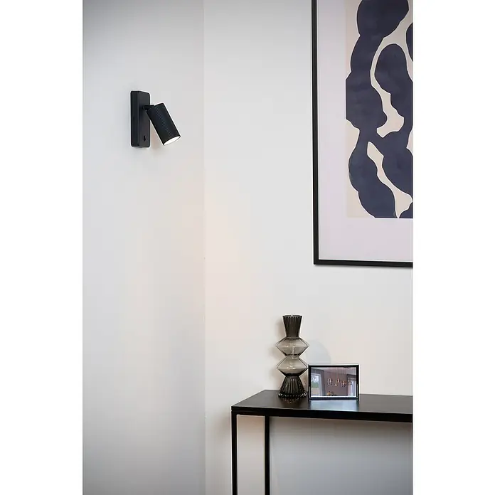 Lucide Clubs Wandstrahler - 50 W, L x B x H: 20,5 x 9,5 x 11,5 cm, Schwarz, Schwarz, GU10 - Moderne, schwarze Wandleuchte mit verstellbarem Spotlicht. Elegantes Design für stilvolle Akzente im Raum.