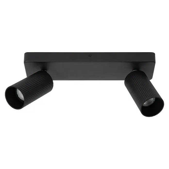 Lucide Clubs Deckenstrahler - 40 W, L x B x H: 35,5 x 12 x 11,5 cm, Schwarz, GU10, Anzahl Leuchtmittel: 2 Stk. - Schwarze Doppelstrahler-Deckenleuchte mit zylindrischen Lampenköpfen für gezielte Beleuchtung.