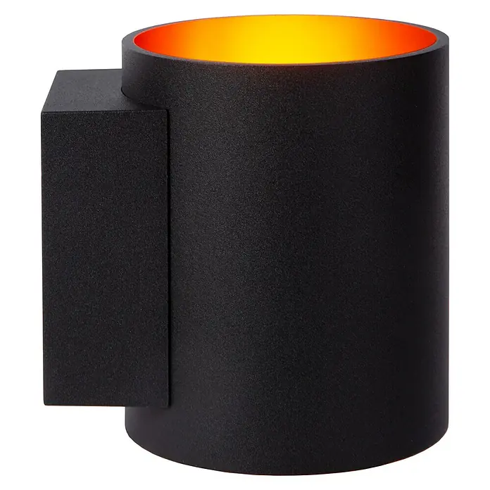 Lucide Wandleuchte Xera - 42 W, L x B x H: 11 x 9 x 11,5 cm, Schwarz, G9 - Diese moderne, schwarze Wandleuchte mit goldfarbenem Inneren sorgt für stimmungsvolle Beleuchtung im Innen- und Außenbereich. Stilvolles Design für jedes Ambiente.