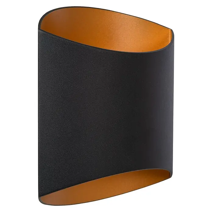 Lucide Wandleuchte Diletta - 40 W, L x B x H: 22,5 x 16 x 8,5 cm, Schwarz, G9 - Moderne schwarze Wandleuchte mit goldener Innenseite, die ein warmes und einladendes Licht ausstrahlt. Ideal für stilvolle Innenräume.